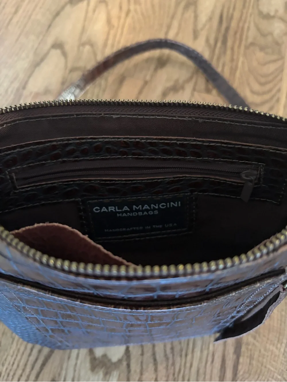 Carla Mancini Brown Croc-Embossed Crossbody Bag - Women